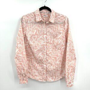 BODEN Pink White Design The Classic Shirt Cotton Button Up Long Sleeve Blouse 6